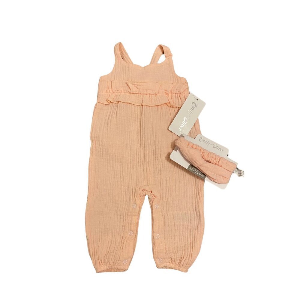 Emily and Oliver Pink Romper with Headband - Size 0-3 months - New!